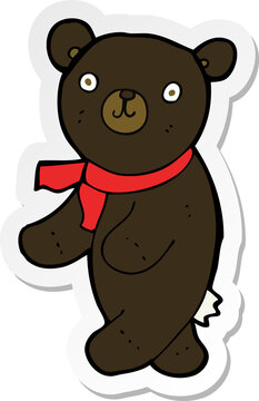 sticker of a cute cartoon black teddy bear