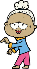 cartoon happy old lady