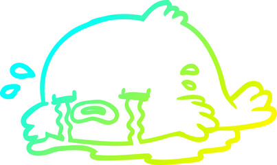 cold gradient line drawing of a crying fish