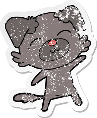 distressed sticker of a cartoon dog