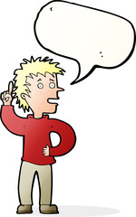 cartoon boy with idea with speech bubble