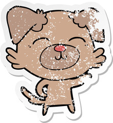 distressed sticker of a cartoon dog