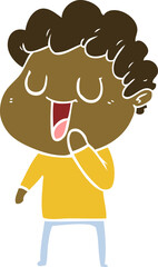 laughing flat color style cartoon man