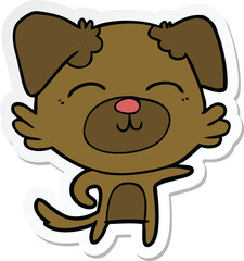 sticker of a cartoon dog pointing