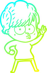 Obraz premium cold gradient line drawing of a cartoon woman