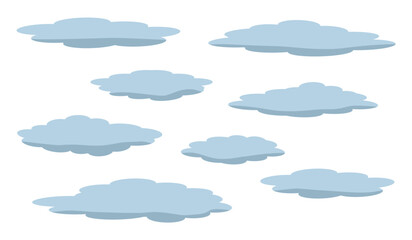 Fototapeta premium Collection of blue clouds on a transparent background