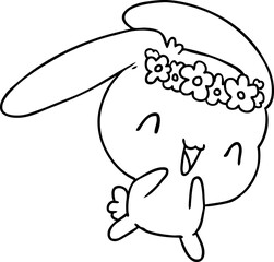 line drawing illustration kawaii cute furry bunny