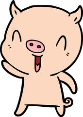 happy cartoon pig