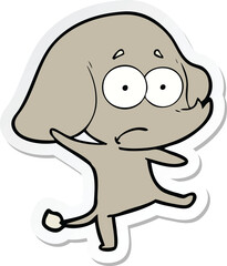 sticker of a cartoon unsure elephant