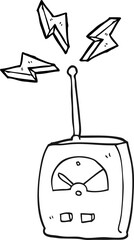 freehand drawn black and white cartoon science equipment