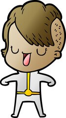 cute cartoon girl with hipster haircut