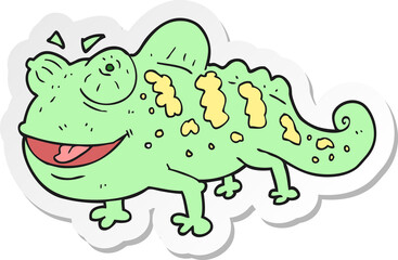 sticker of a cartoon chameleon