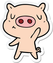 sticker of a cartoon content pig