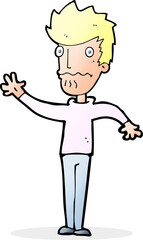 cartoon worried man reaching out
