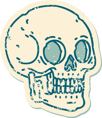 iconic distressed sticker tattoo style image of a skull