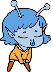 cute alien girl cartoon