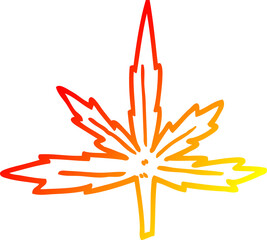 warm gradient line drawing of a cartoon marijuana leaf