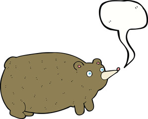 funny cartoon bear with speech bubble