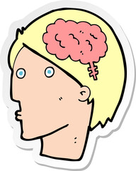 sticker of a cartoon man with brain symbol