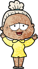 cartoon happy old lady