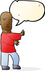 cartoon tough man  with speech bubble