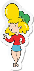 sticker of a cartoon woman with big hair