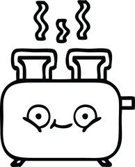 line drawing cartoon of a of a toaster