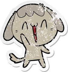distressed sticker of a cute cartoon dog