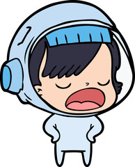 cartoon astronaut woman explaining