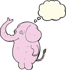 cartoon funny elephant with thought bubble