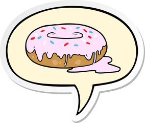 cartoon donut with speech bubble sticker