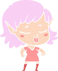 pretty flat color style cartoon elf girl