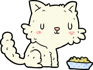 cute cartoon cat and food