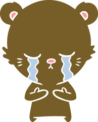 crying flat color style cartoon bear