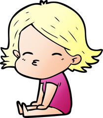 cartoon woman sitting