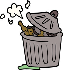 cartoon doodle waste bin