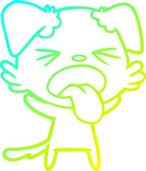 cold gradient line drawing of a cartoon disgusted dog