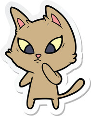 sticker of a confused cartoon cat