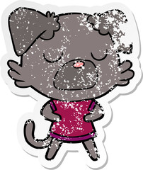 distressed sticker of a cartoon dog