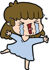 cartoon woman in tears