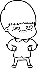annoyed cartoon boy