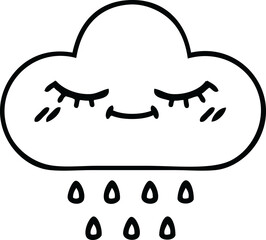 line drawing cartoon of a storm rain cloud
