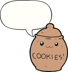 cartoon cookie jar with speech bubble