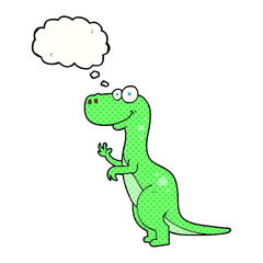 freehand drawn thought bubble cartoon dinosaur
