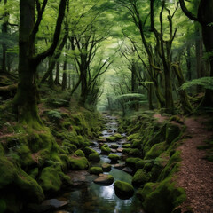 Fototapeta premium path in the forest, nature. Generated AI