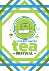 Tea Festival. For tea lovers. Event for professionals in the tea industry. Tea ceremony. Delicious leaf tea. Cafes and restaurants. Trainings for baristas from staff schools. Creative Illustration