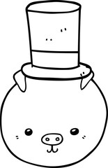 cartoon pig wearing top hat