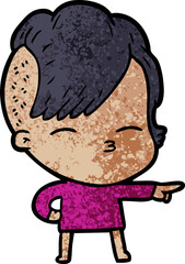 cartoon squinting girl