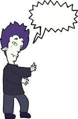 cartoon vampire with speech bubble