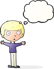 cartoon surprised man with thought bubble